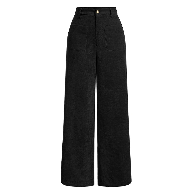 Women's Plain Pocket Button. Pantalones para mujer elegantes