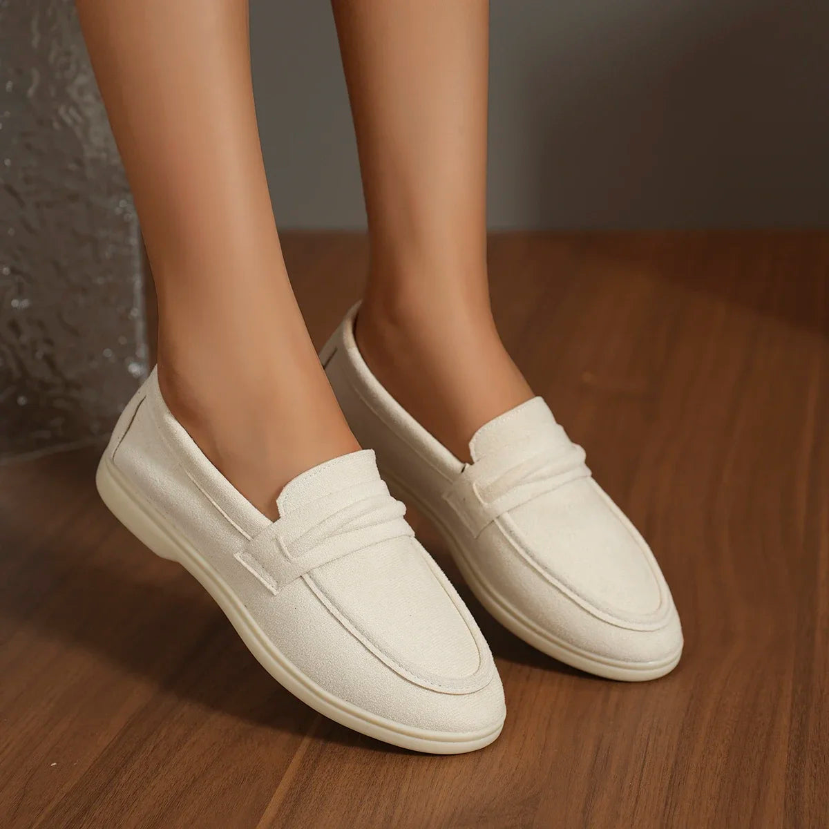 Zapatillas para mujer elegantes y cómodas Style Lazy One-Piece , Large Size Retro Flat Comfortable Beanie Shoes