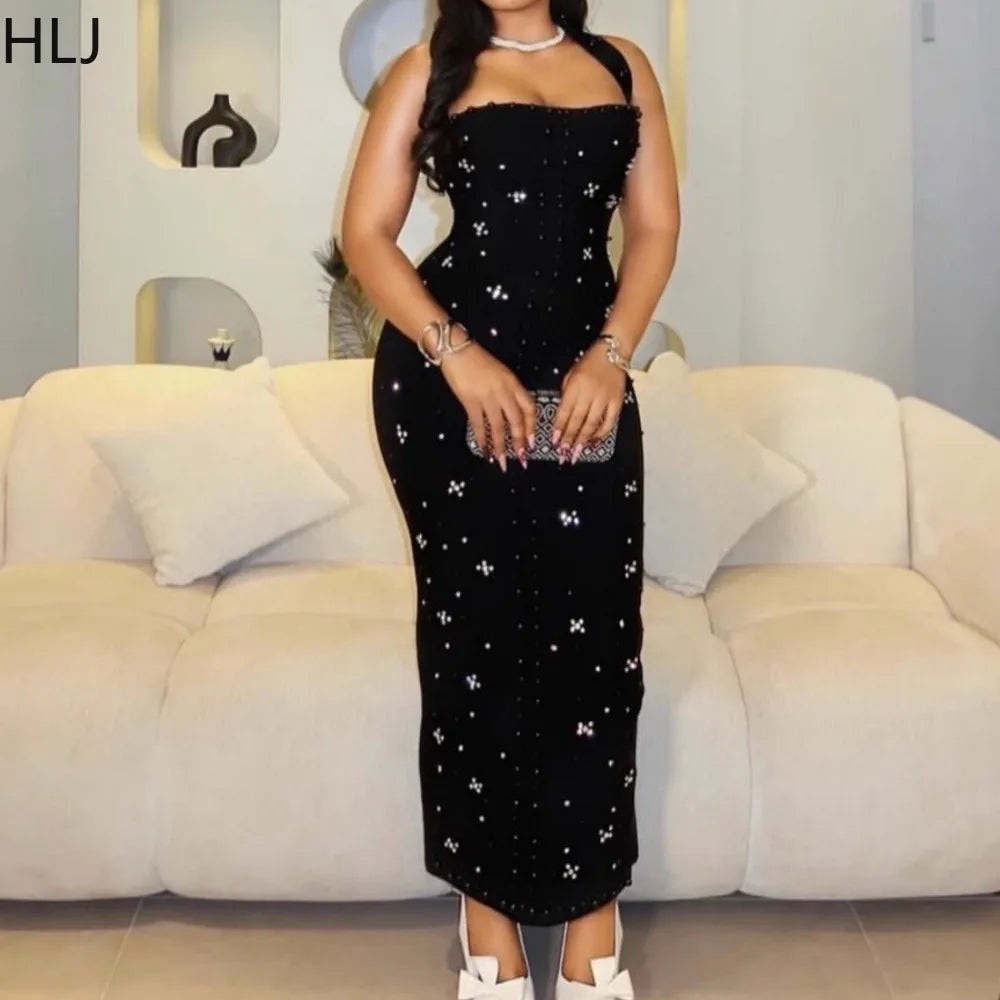 HLJ Elegant Pearls Patchwork,vestido elegante ideal para la Navidad ,con adornos de piedras