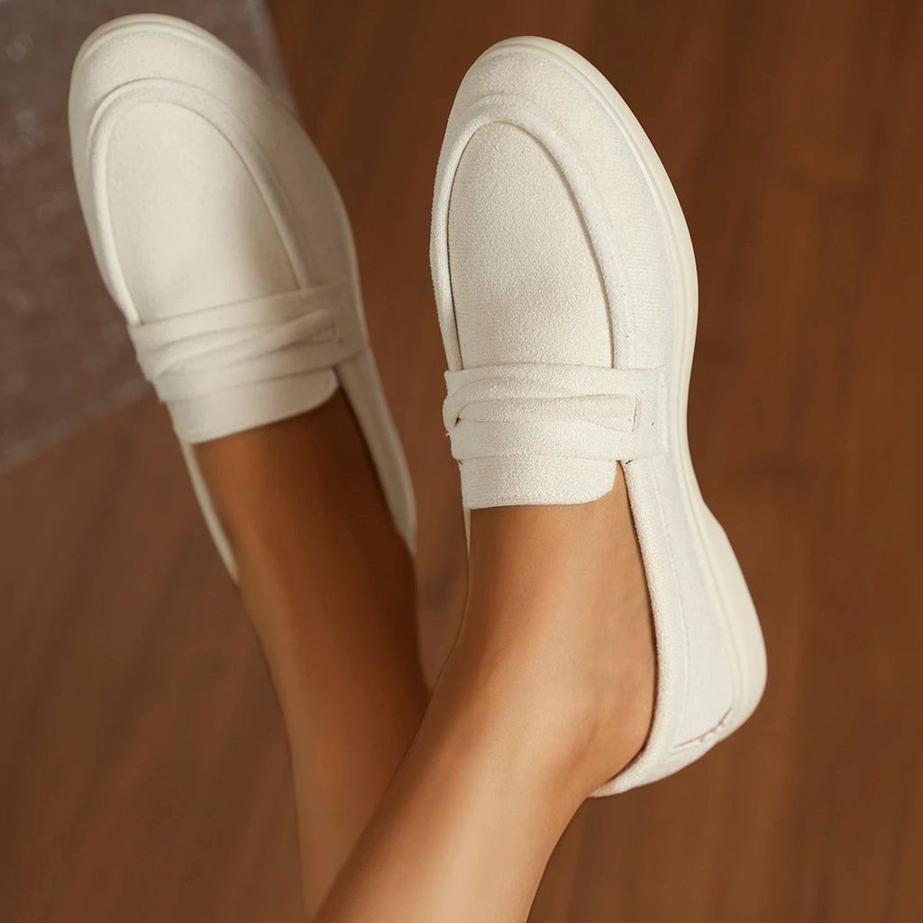 Zapatillas para mujer elegantes y cómodas Style Lazy One-Piece , Large Size Retro Flat Comfortable Beanie Shoes