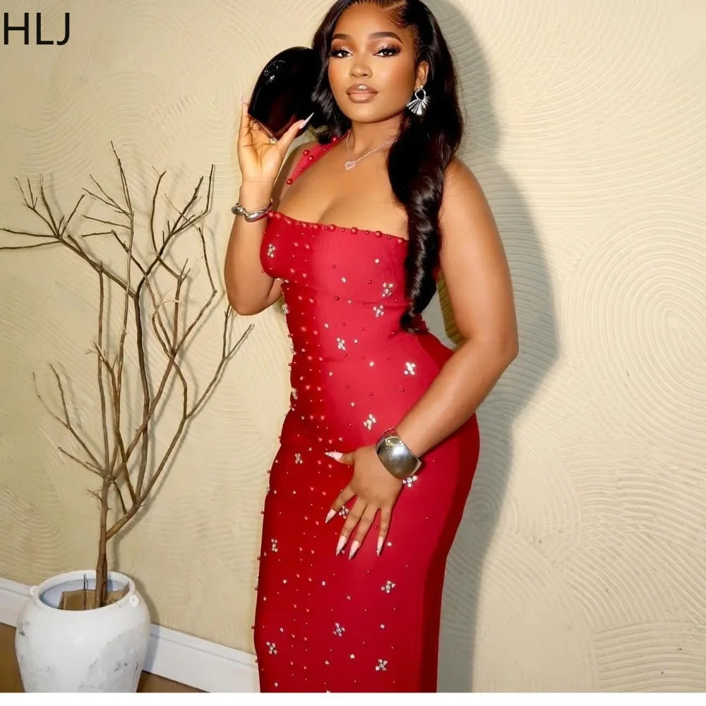 HLJ Elegant Pearls Patchwork,vestido elegante ideal para la Navidad ,con adornos de piedras