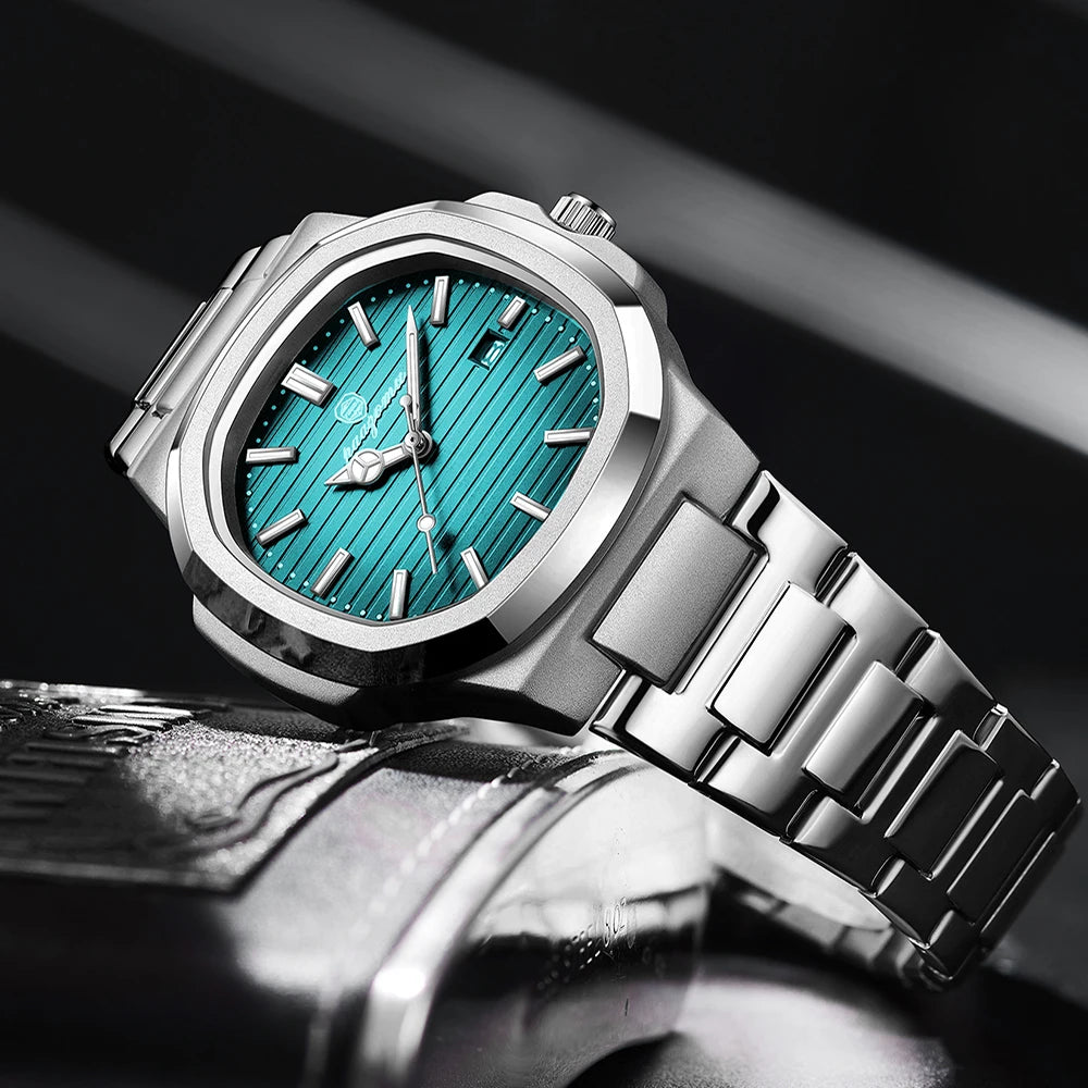 PAAZOMU Luxury Watch Stainless Steel Square