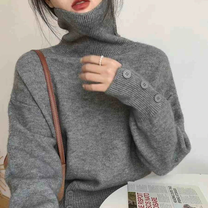 Autumn Fashion Hem Button Sweater Winter New Elegant .Cardigan para mujer