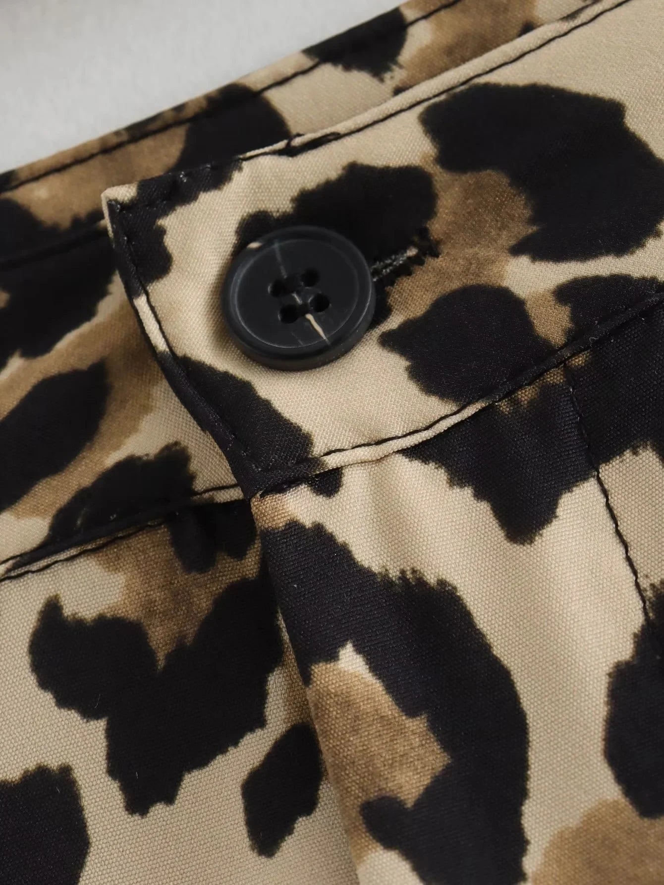 TRAF Vintage Leopard Pants Women High Waist Animal Print